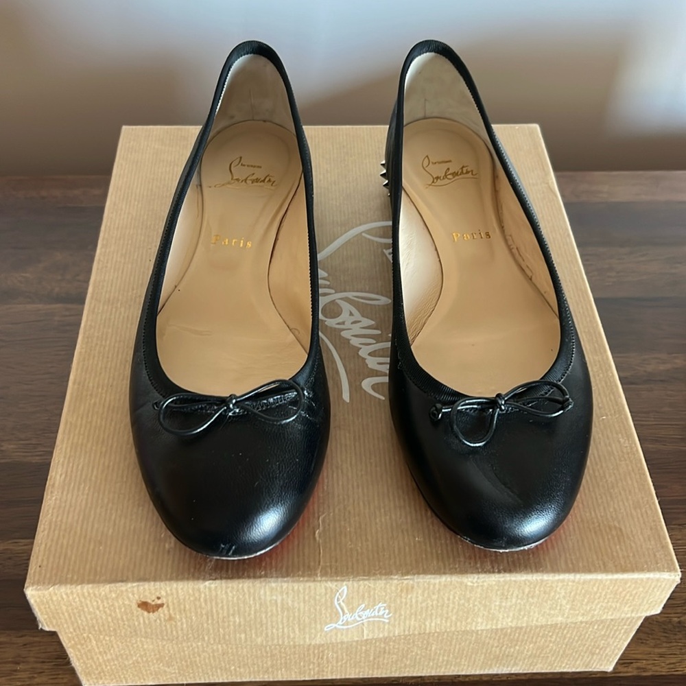Christian Louboutin La Massine spiked leather flats Nappa 10B/40
